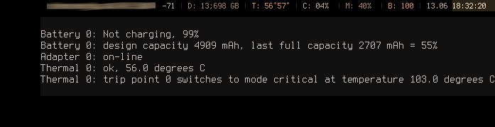 battery info in dzen2