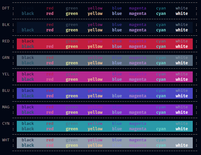 Terminal colors preview nogreen