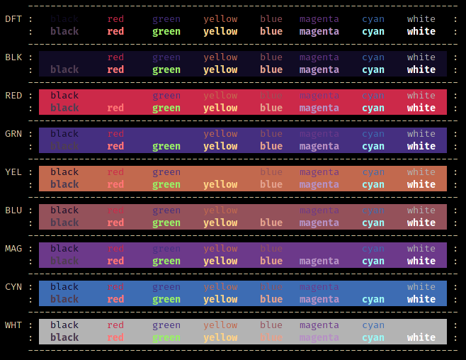 Terminal colors preview onegreen