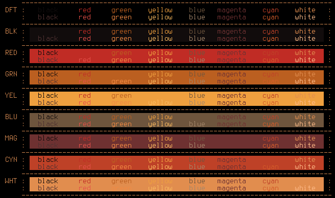 Terminal colors preview warm