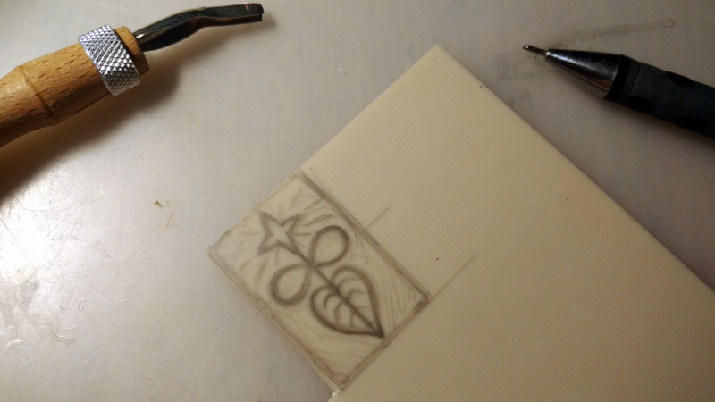 pencil drawing on lino