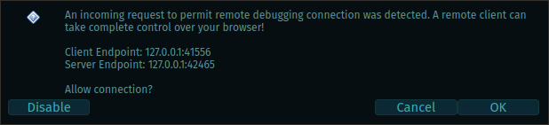 firefox remote debugging warning